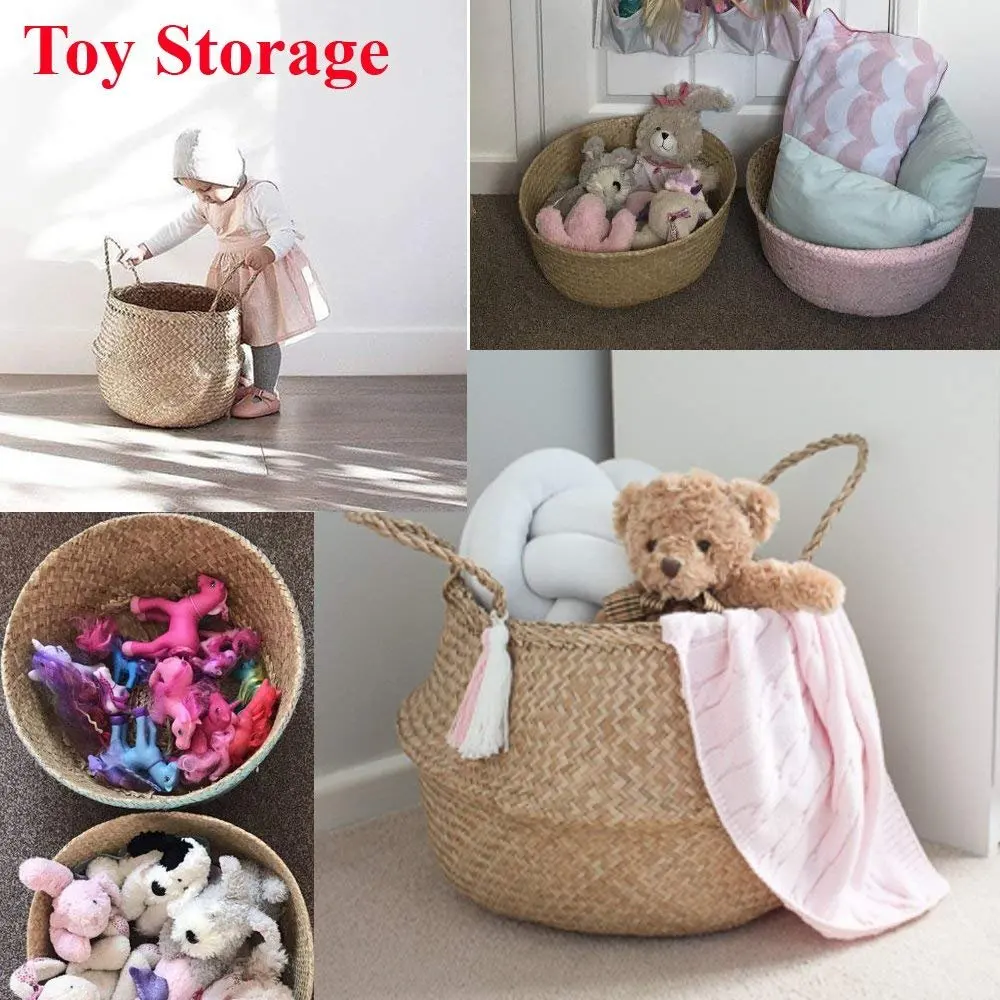 

1pc Basket Rattan Storage Flower Pots for Storage Laundry Picnic and Woven Straw Beach Bag - Plant Pots Cover Indoor Decorative
