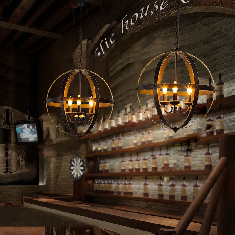 Деревенская металлическая люстра с деревянной текстурой промышленный античный