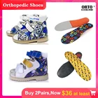 Детские летние сандалии ortoluclands, детская кожаная ортопедическая обувь с поддержкой свода стопы, дышащая синяя прогулочная обувь