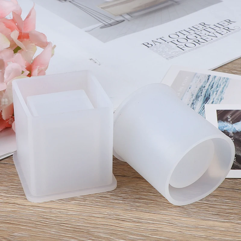 

Silicone Mold Transparent Epoxy Resin Molds DIY Pen Container Organizer Square Round Storage Holder Crafts Jewelry Making Mould