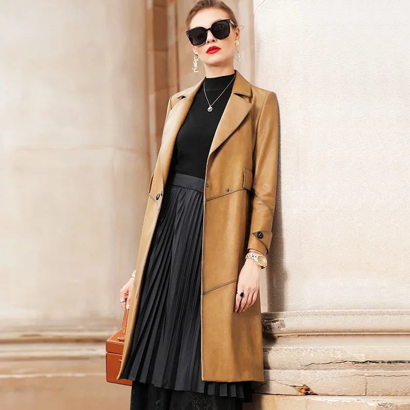 

Genuine 100% Sheepskin Female Natural Jacket Women Korean Real Leather Coat Elegant Ladies Vintage Windbreaker 9069