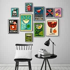 Мультяшные постеры с изображением фруктового сока, апирола, сприца и принт, рисунок на холсте джин манхэттен, Маргарита, картина на стену для клуба, бара, картины для домашнего декора