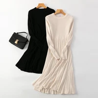 chic women long knit maxi sweater dress autumn winter knitted a line dress ribbed thick christmas pullover party dresses