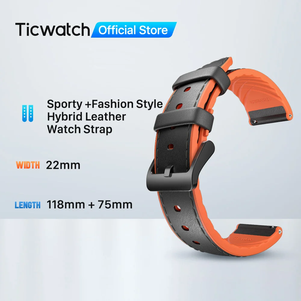 22 мм Гибридный оригинальный кожаный ремешок для TicWatch Pro/S2/E2 Смарт часы сменный