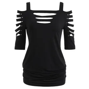 Новые стильные блузки для женщин с вырезами на плечах, с кружевным рукавом, рубашки с вырезом лодочкой, повседневные топы Blusas Mujer De Moda 2020 @ 35