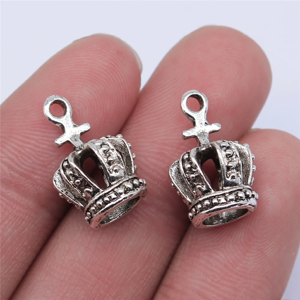 

100pcs 18x11mm Antique Silver Color Crown Charms For Jewelry Making DIY Jewelry Findings