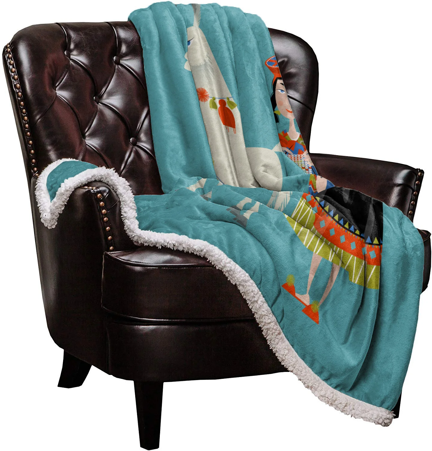 Comic Alpaca Female Traditional Cartoon Velvet Home Sofa Watching Blanket Sherpa Warm Fleece Travel Quilt | Дом и сад