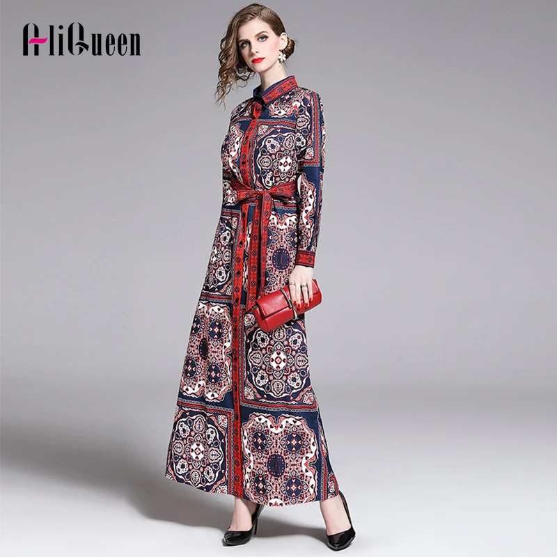 

Платье в винтажном стиле для женщин 2020 осенние женские однобортный Повседневный кардиган с длинными рукавами длинное платье пляжное вечер...