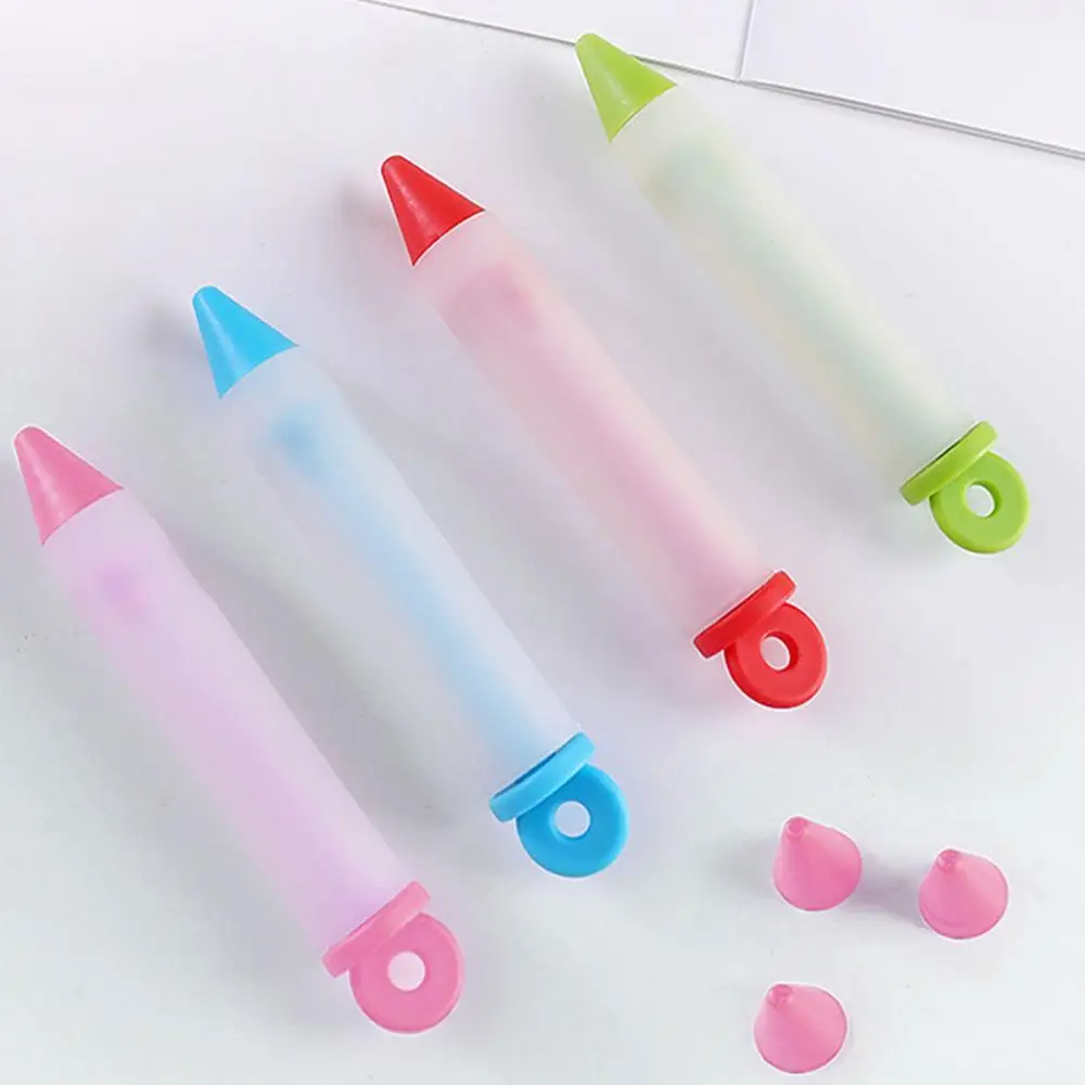 

5Pcs/Set Cake Mold Cream Silicone Pastry Nozzle Food Writing Pen Decorating Tool