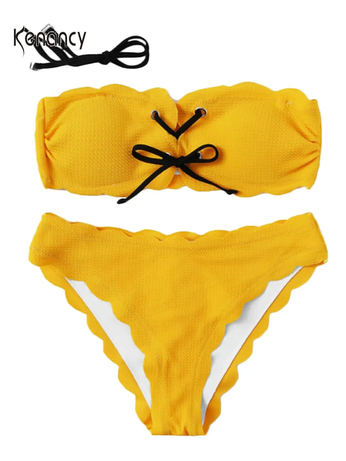 Однотонный сексуальный бандажный купальник с разрезом летний женский из двух