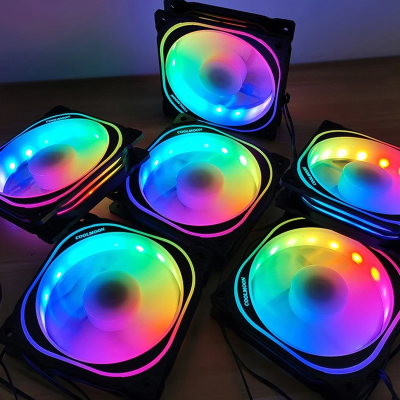 

COOLMOON 120mm Adjust RGB Computer Case PC Cooling Fan Quiet Fan Blade with IR Remote Computer Cooler CPU Case Fan(5PCS)