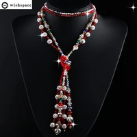 wishspace 2020 new colour crystal sweater chain jewelry fashionable woman handmade beaded necklace gifts preferred products