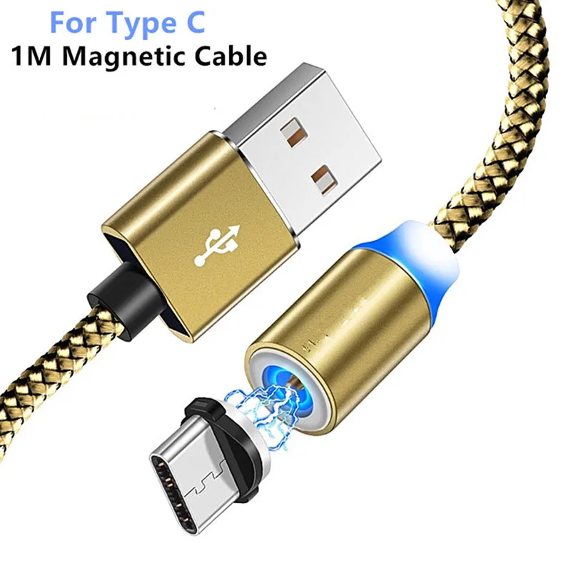 Gold Type C Cable Для samsung galaxy S8 M20 A30 A40 A70 A7 A5 htc U11 Honor 9X9 10 20 Pro магнит Тип C кабель для зарядки USB Зарядное устройство Кабо-Тип C - Цвет: Gold Type C Cable