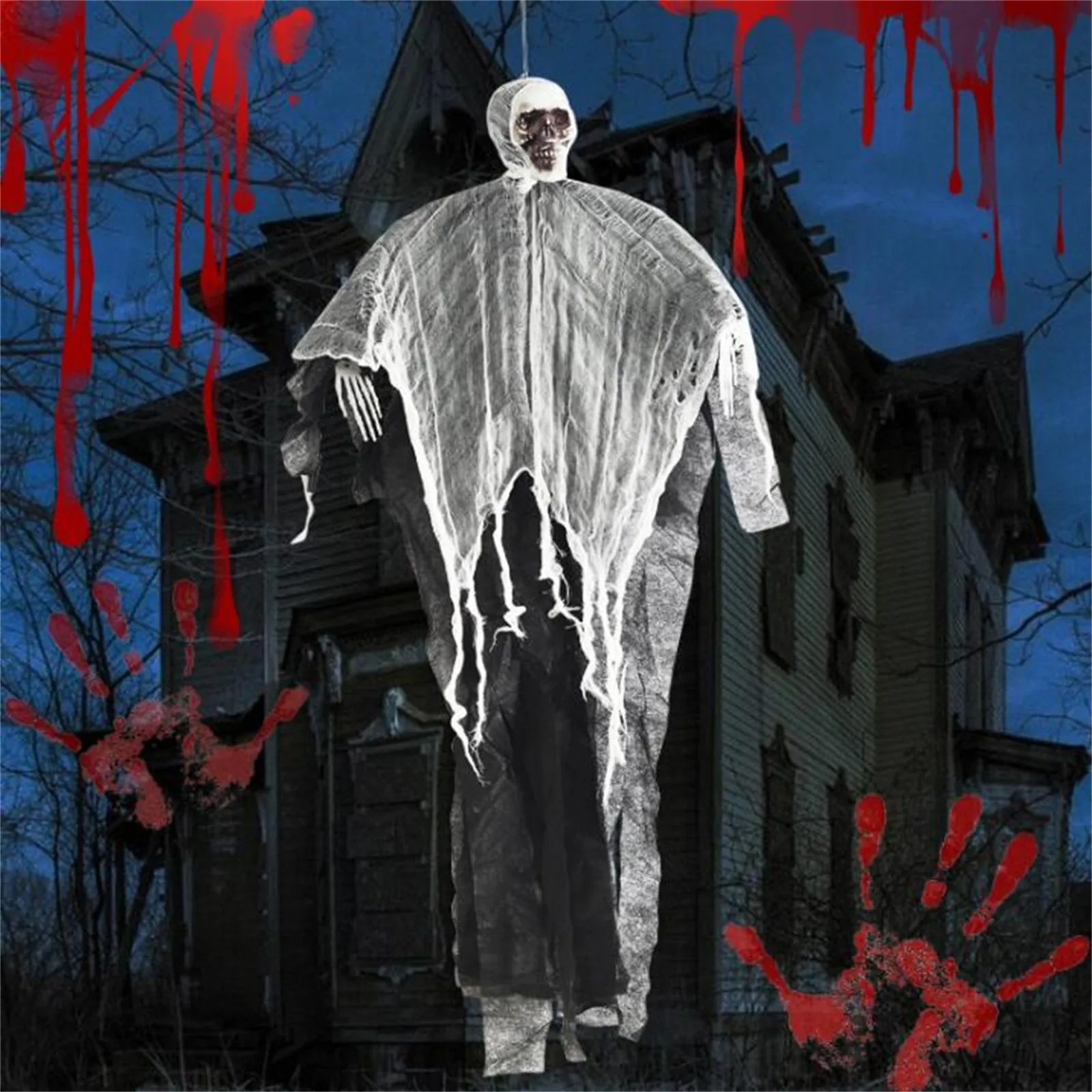 

Halloween Gauze Skull Ghost Festival Pendant Party Supplies Creepy Skeleton Hanging Halloween Toy For Haunted House Party#251