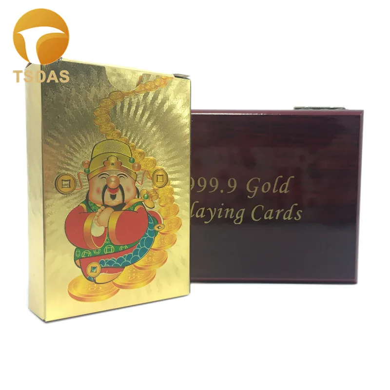 Позолоченные игральные карты 24 карата с гравировкой Бог богатства