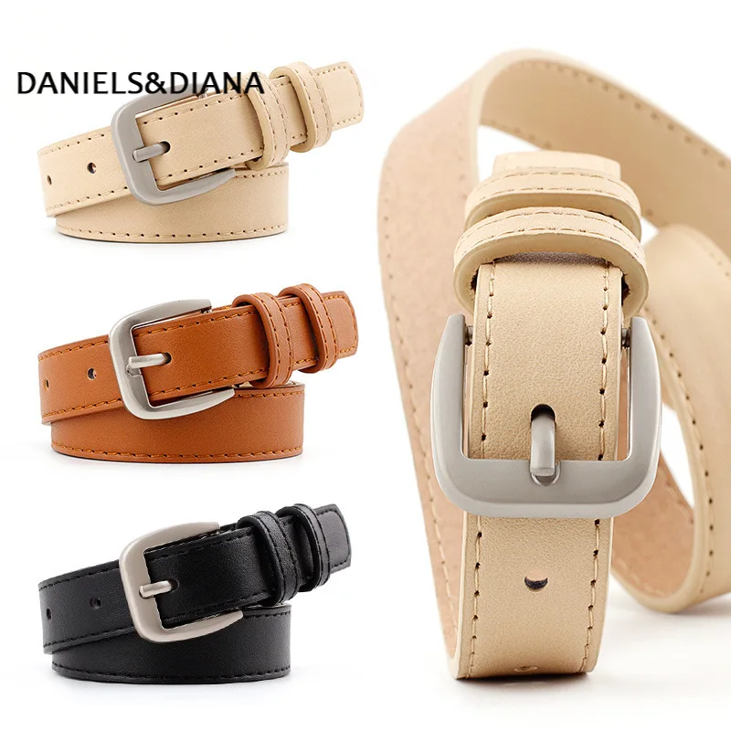 Ремень с квадратной пряжкой Женский широкий кожаный пояс золотистой розового