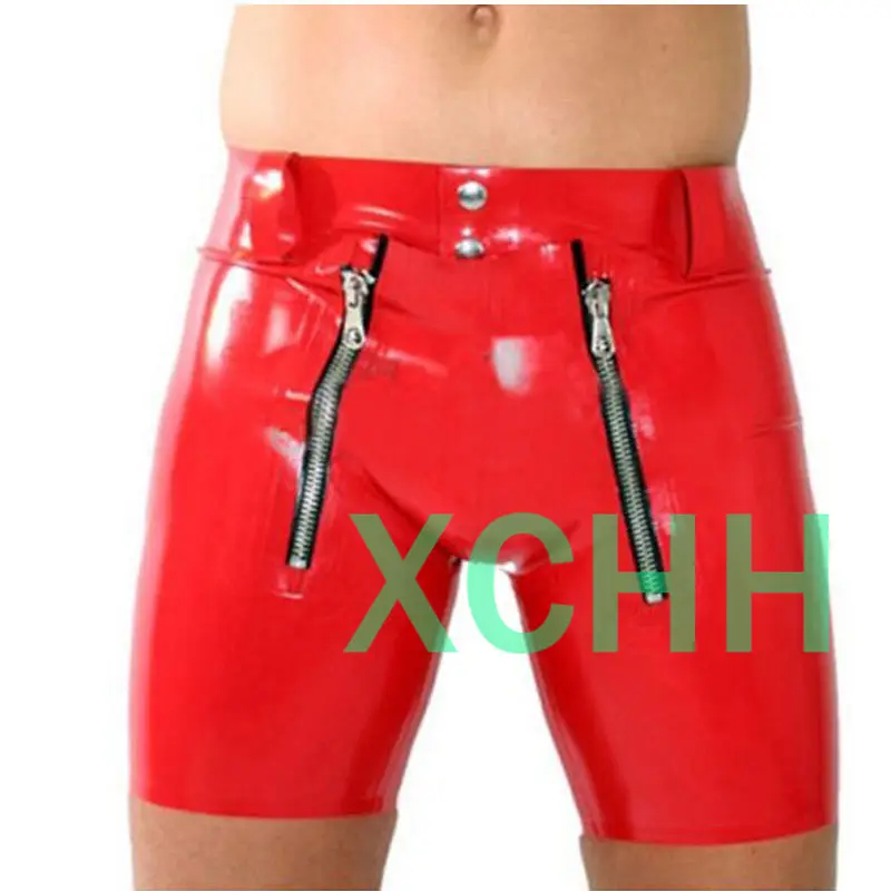 

New Fetish Latex MenTight Short Pants With Crotch Zipper Front Flat Codpiece Customized gay fetish Men latex Sexy Latex Brief