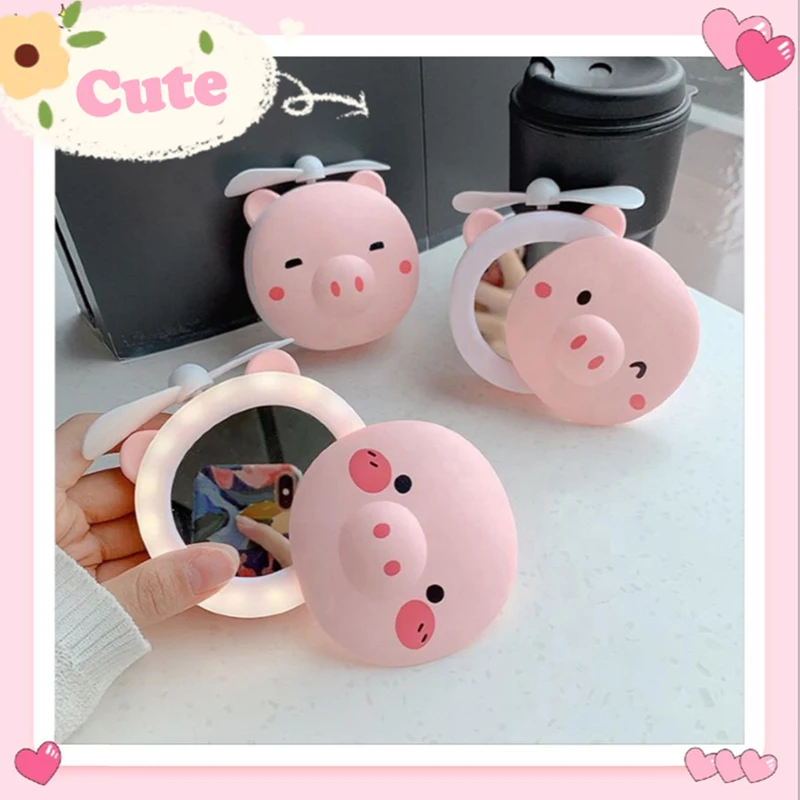 2 в 1 светодиодный светильник зеркало для макияжа милое складное портативное USB