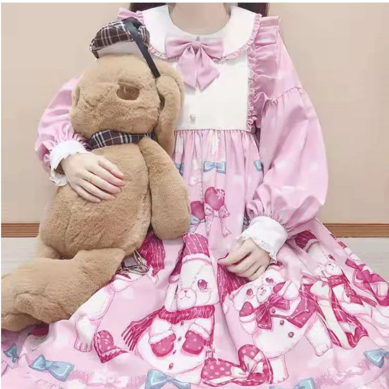 

Женское кружевное платье с длинными рукавами-фонариками в японском стиле