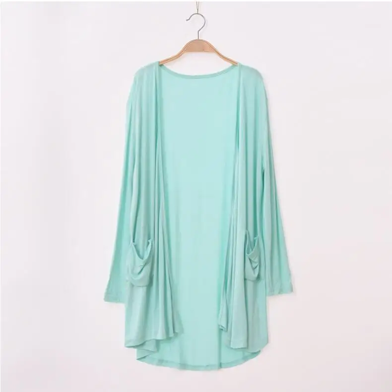 Сезон лето осень Женская Солнцезащитная блузка длинный тонкий кардиган модал