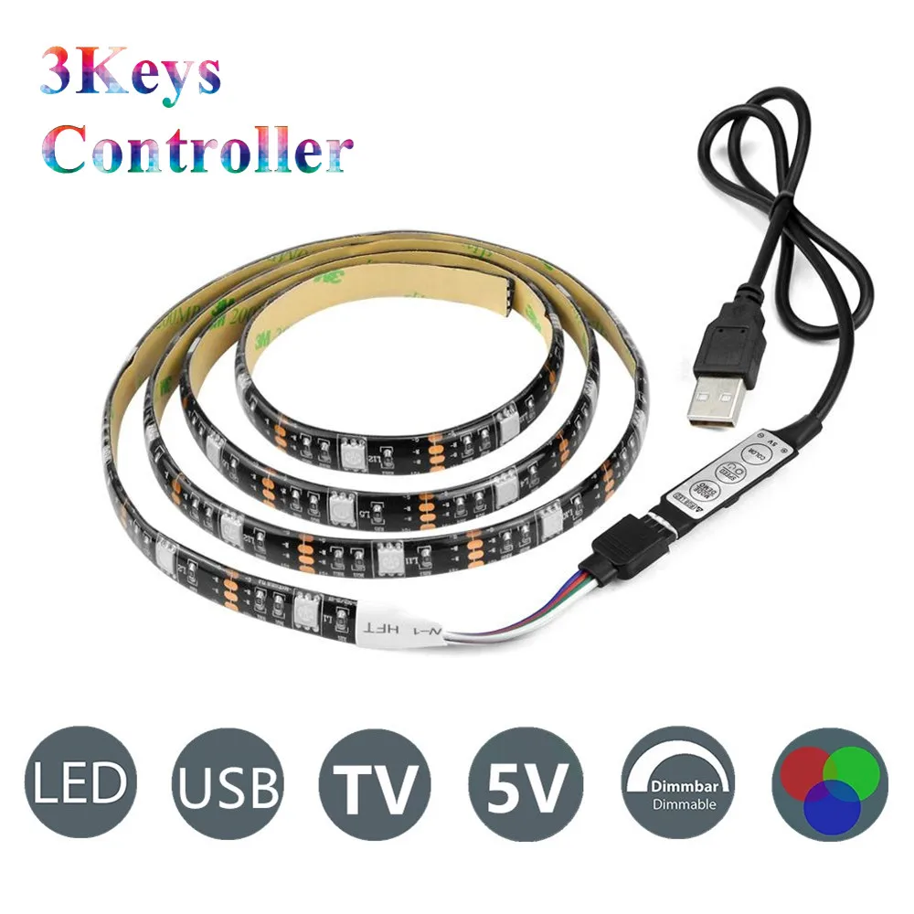 5V USB Мощность светодиодный ТВ полосы светильник RGB 5050 SMD 30 s/m настольных ПК Экран