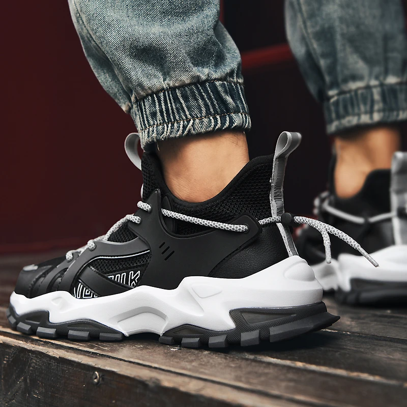 

High Quality Sports Men Shoes 2021 New Arrival Tide Running Shoes Man Solid Color Flats Shoes Fashion Sneakers Mesh Outdoor Shoe