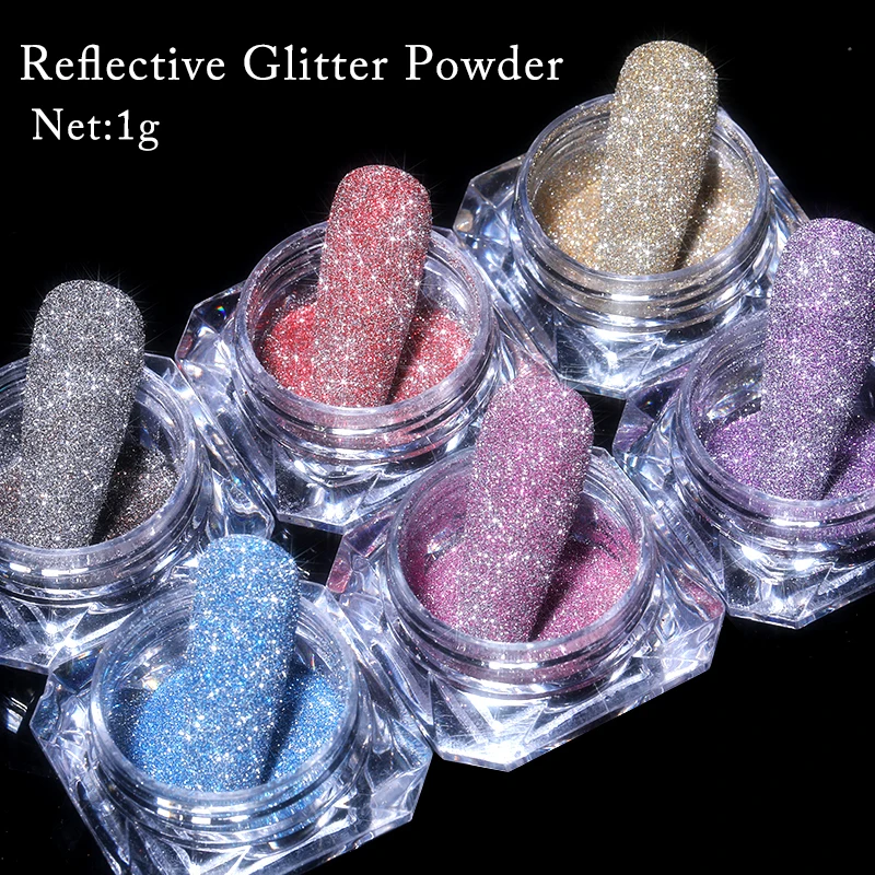 1 коробка блестящий хрустальный порошок для ногтей голографический лазер