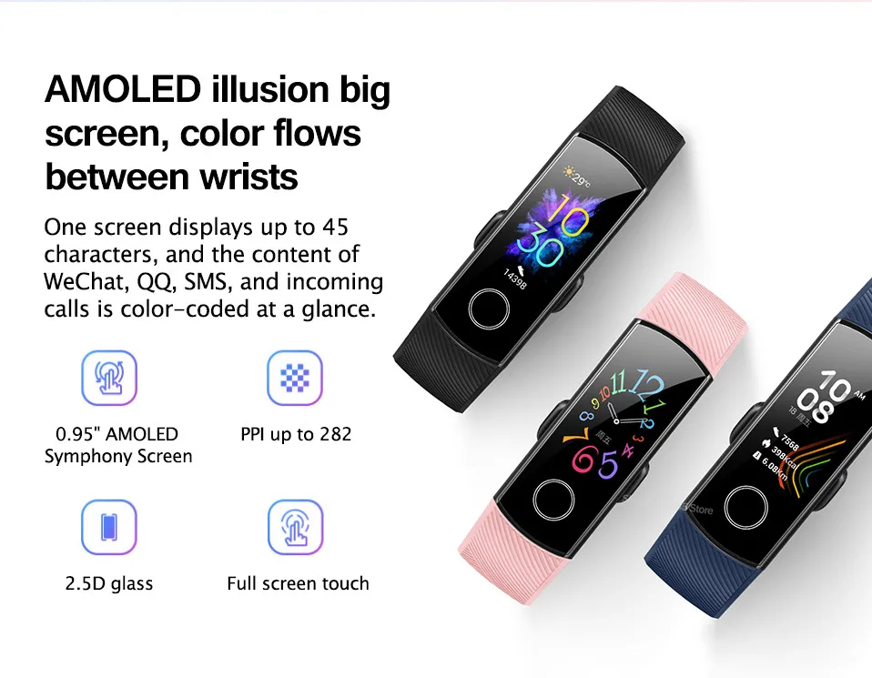 Умный Браслет huawei Honor Band 5, Оксиметр крови, кислород, волшебный цвет, сенсорный экран, для плавания, для обнаружения сердечного ритма, сна, сна