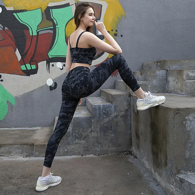 

2021New Camouflage Tights Yoga Pants Women Seamless High Waist Leggings Breathable Gym Fitness Push Up Clothing Girl Yoga Pants