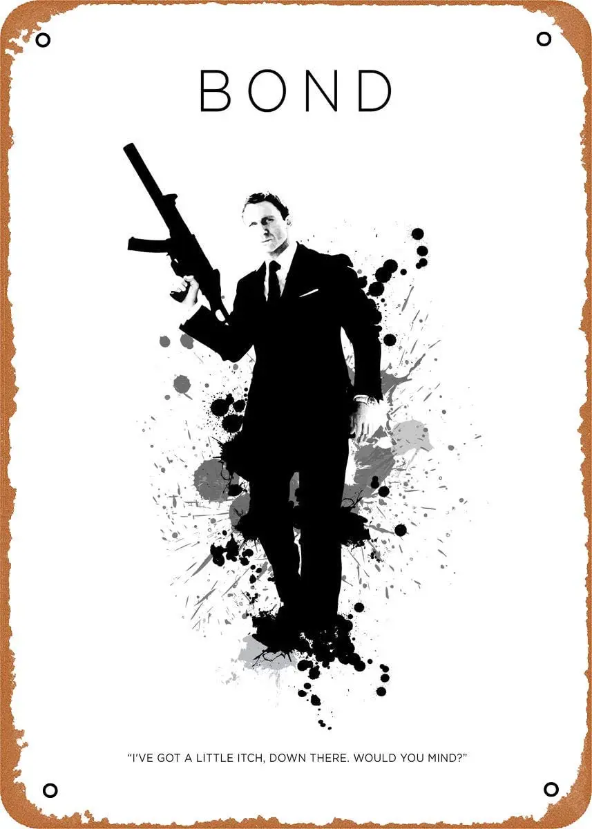 

Oulili Vintage Metal Sign James Bond 007 Certified Badass 8 x 12 Inches Tin Sign for Home Bar Pub Garage Decor Gifts