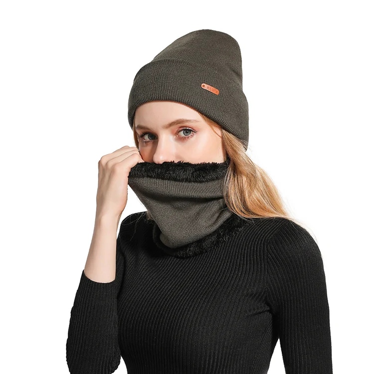 DRESSUUP модная зимняя шапка из 2 предметов для мужчин подарок вязаный однотонный шапочки Skullies хлопок теплые шапки шляпа из полиэстера
