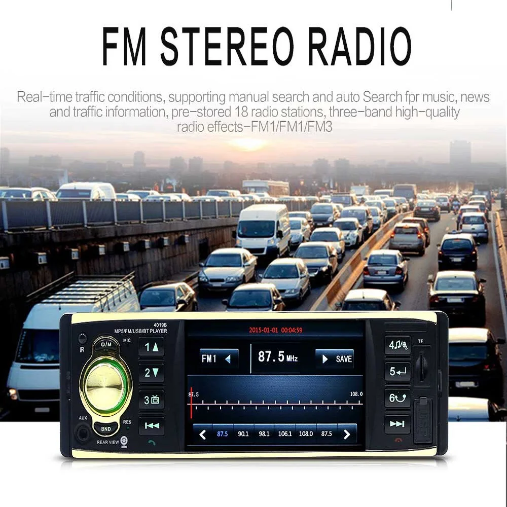 Автомагнитола 4 1 дюйма Din аудио стерео AUX FM радио Bluetooth Авторадио поддержка камеры