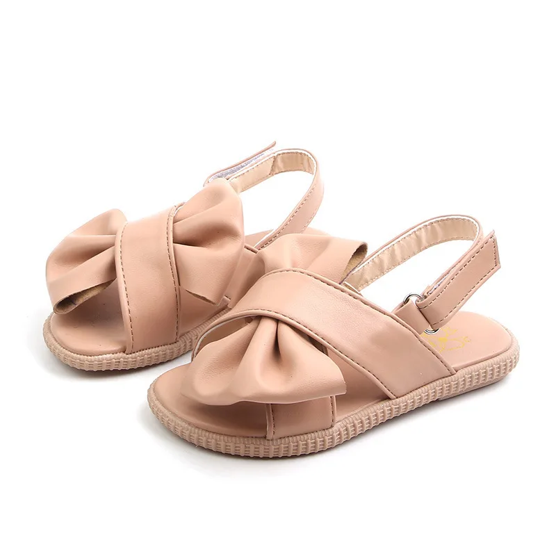 CUZULLAA 2020 Summer Children Sandals for Girls Bow Beach Shoes Kids Soft Bottom Flip Flops Dress Size 26-36 | Детская одежда и