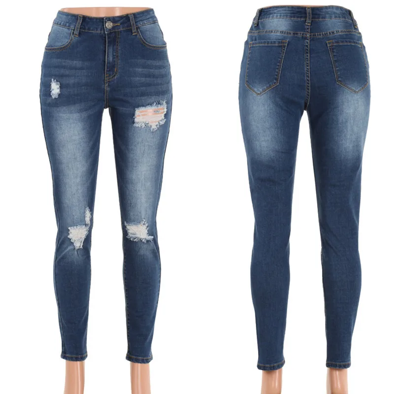 

Dilusoo Women High Elastic Jeans Pants Holes Ripped Jeans Female 4 Season Skinny Pencil Pants Woman Casual Jeans Trousers Ladies
