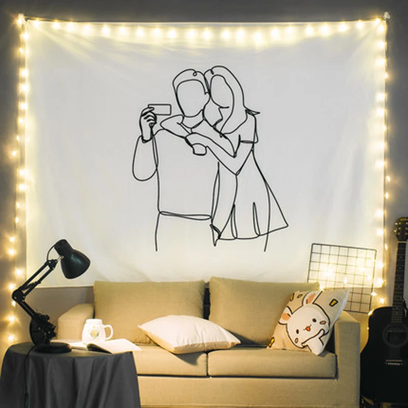 

Tapestry Boho Home Decor Wind Background Cloth White Simple Canvas Hanging Cloth Live Cloth Bedroom Personality Decor For Walls