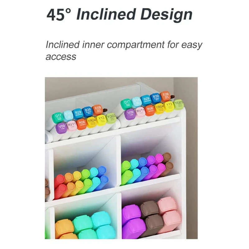 

2x White Desk Organizer, DIY Pen Holder Box, Desktop Stationary Storage Rack for School Home Office (C03-1/C03)