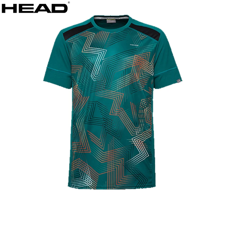 Anti-sweat HEAD Tennis Sports Apparel T-shirt Men O-Neck Elasticity Polyester T-shirt Breathable Male Outdoor Sports Gym Clothes