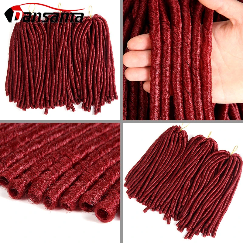 Dansama из PU искусственной мягкой Locs вязание крючком косы 14 дюймов мягкие дреды