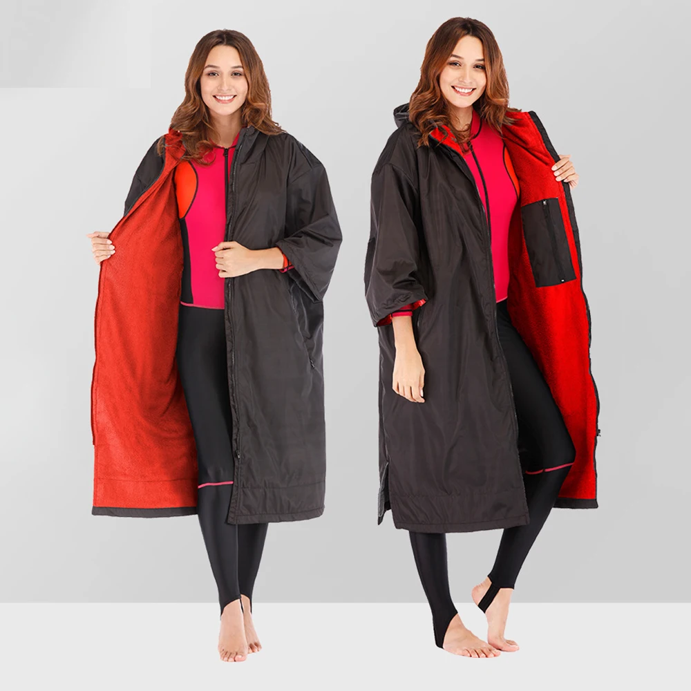 Swimming fast hot sale waterproof hoodie poncho wet suit with microfiber terry toweling lining