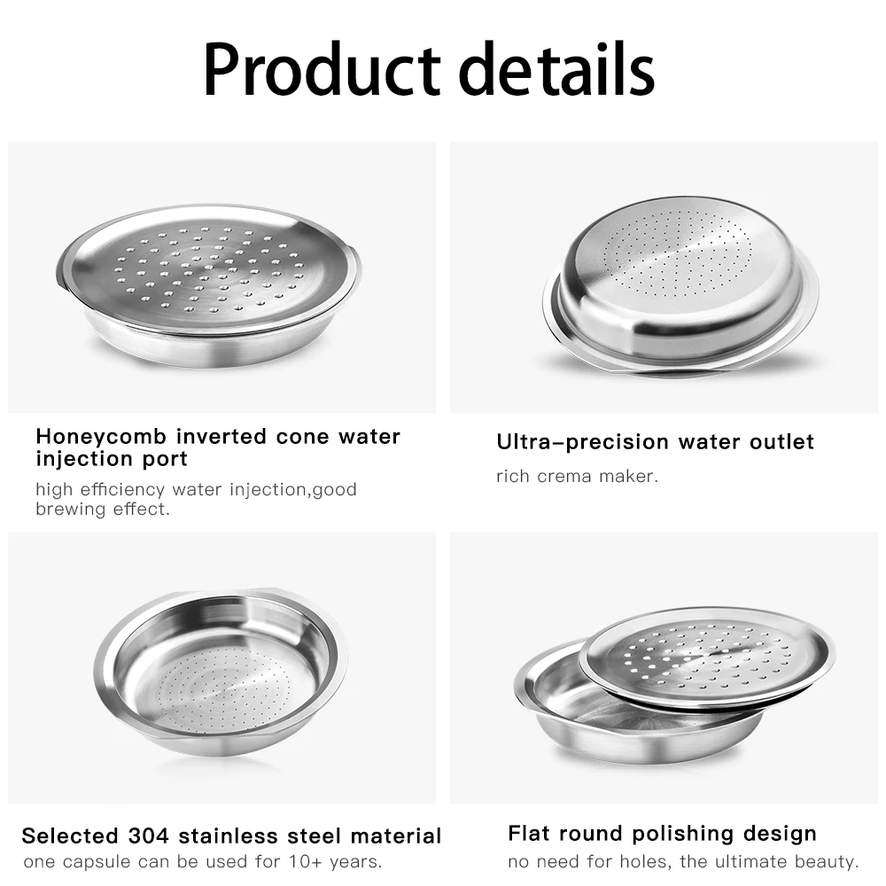 Recafimil Reusable Coffee Capsule for Senseo Crema Pod Refillable Filters Stainless Steel Machine Cup with Tamper | Дом и сад