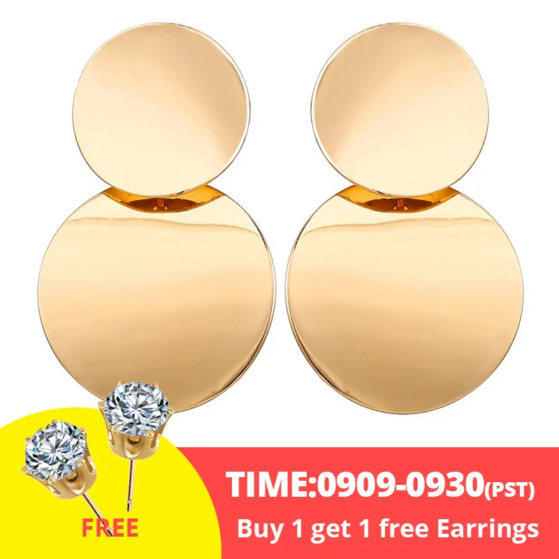 buy 1 get 1 free 17 км винтажные Золотые круглые металлические серьги-гвоздики с блестками для женщин, модные серьги с полой сеткой, корейские ювелирные изделия, вечерние серьги, подарок - Окраска металла: buy 1 get 1 free