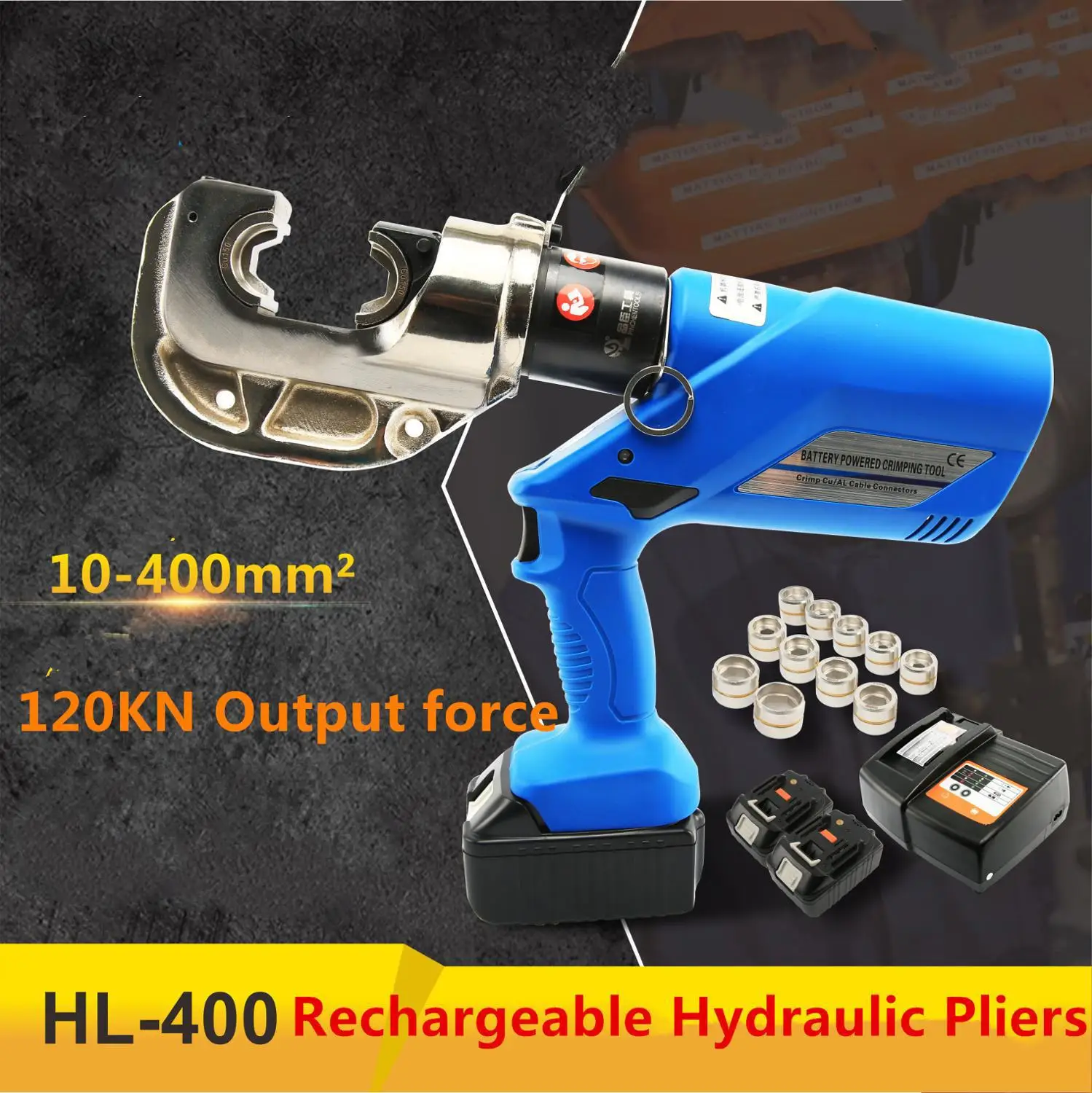 

16-400mm2 Перезаряжаемые Электрический гидравлический плоскогубцы Батарея обжимной инструмент с питанием от Батарея питание щипцы для кодовы...