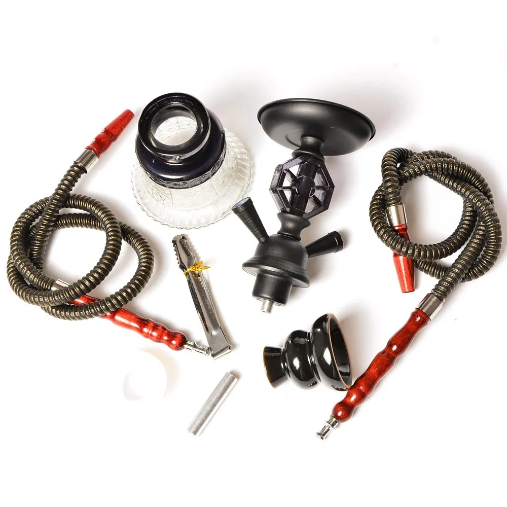 Портативный дорожный кальян маленькая двойная трубка стеклянный шланг чаша