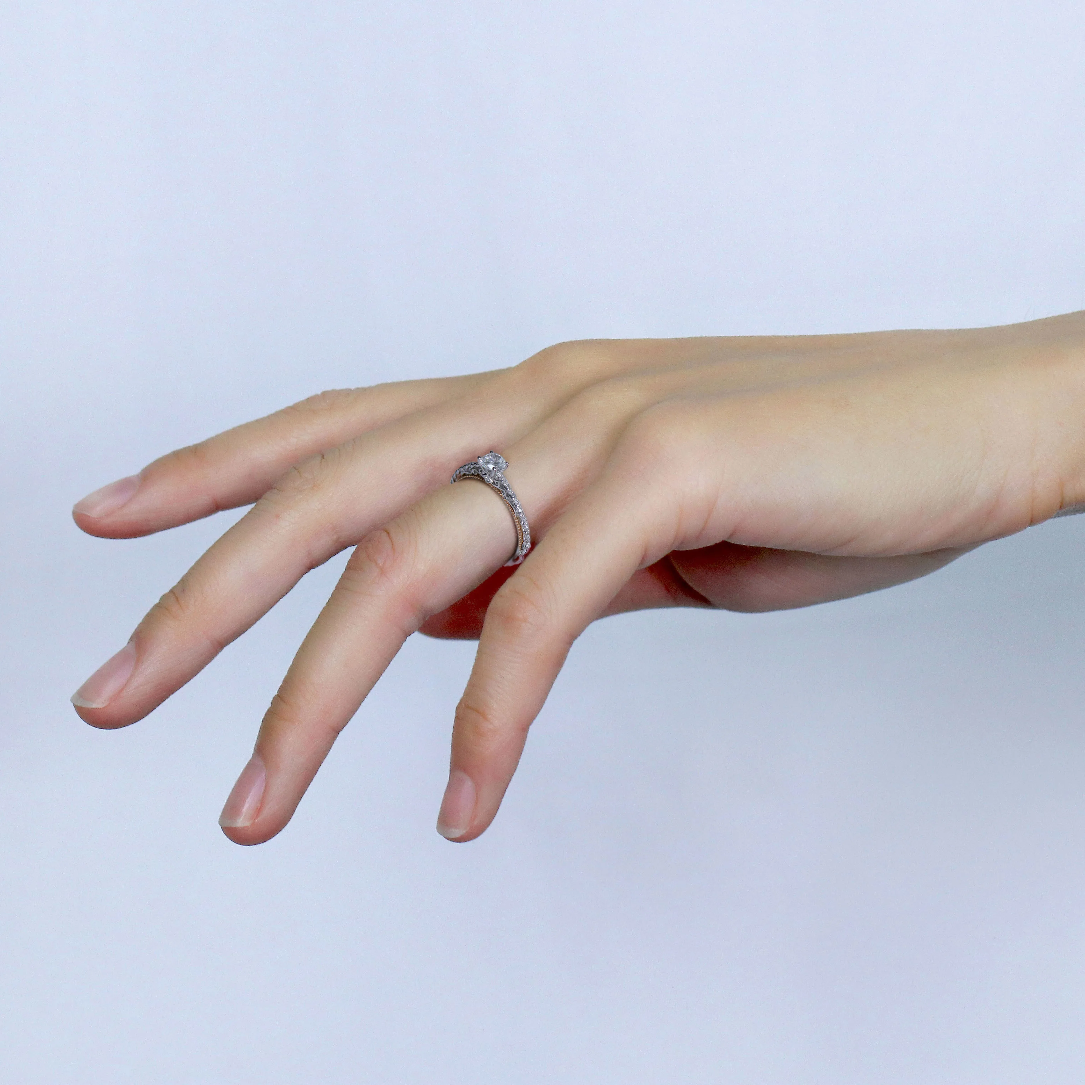 Женское Обручальное кольцо с муассанитом белое и розовое золото 585 карат 4 Х6