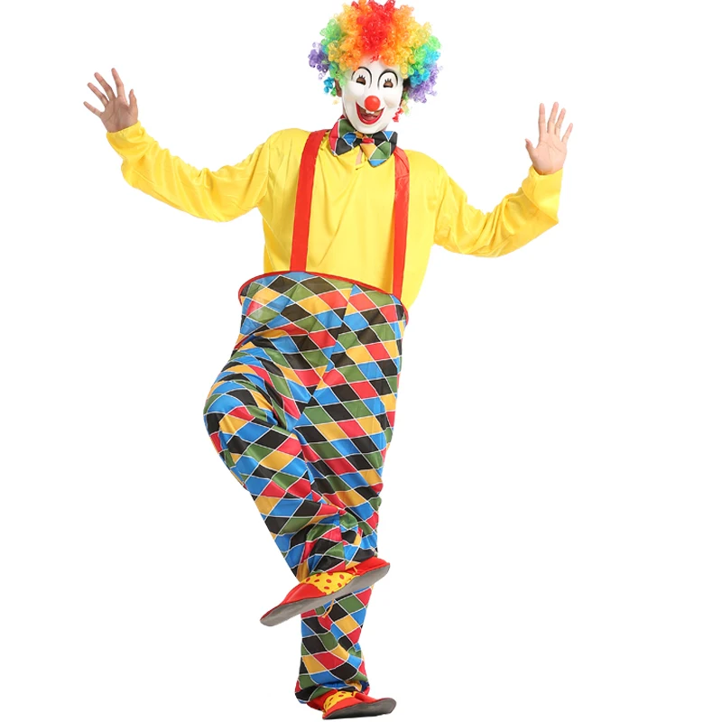 Костюм клоуна для взрослых Забавный цирк озорной Арлекин Униформа косплей