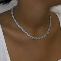 new arrived iced out bling 5a cubic zirconia cz heart tennis choker necklace for lovely girl women fashion wedding jewelry gifts