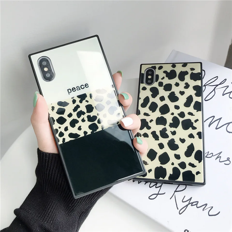 Glass Leopard Print phone funda cover for iPhone XR cases For Apple X XS MAX 8 plus 7 6s case |
