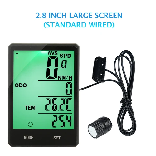Wired Green INBIKE 2.8 ''большой Экран велосипедов компьютер Беспроводной велокомпьютер непромокаемые Спидометр пробега Велоспорт измеримым секундомер - Цвет: Wired Green