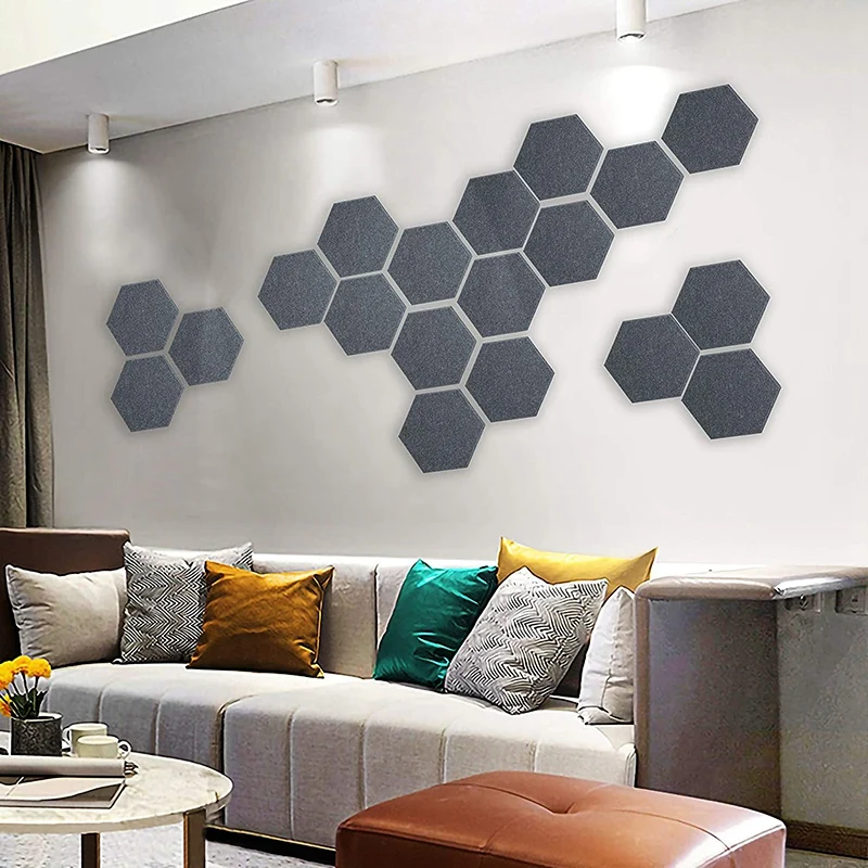 

12 Pack Hexagon Acoustic Absorption Panel,Acoustic Panel Beveled Edge Tiles,for Wall Decoration and Acoustic Treatment