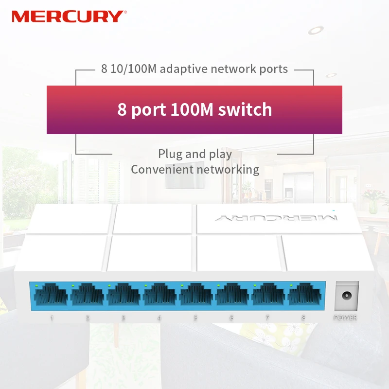 MERCURY S108M 8-Port Настольный Ethernet-коммутатор 10/100 Мбит/с автоматическое согласование